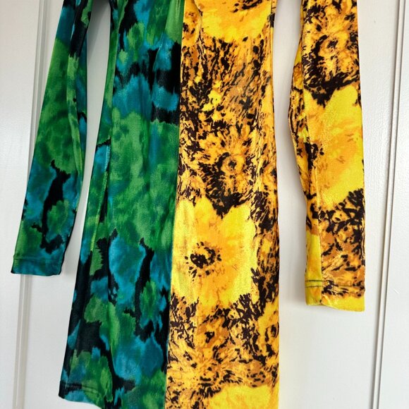 NWT Richard Quinn Mini Dress Sz 2 Twisted Neckline 2-tone Floral Abstract Print - Picture 6 of 10